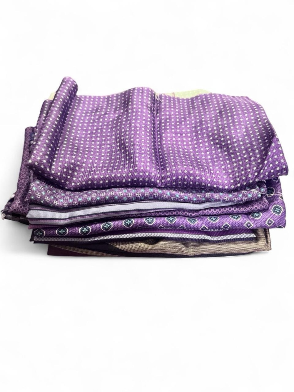 8pc bundle lot purple 100% Italian silk fabric remnants